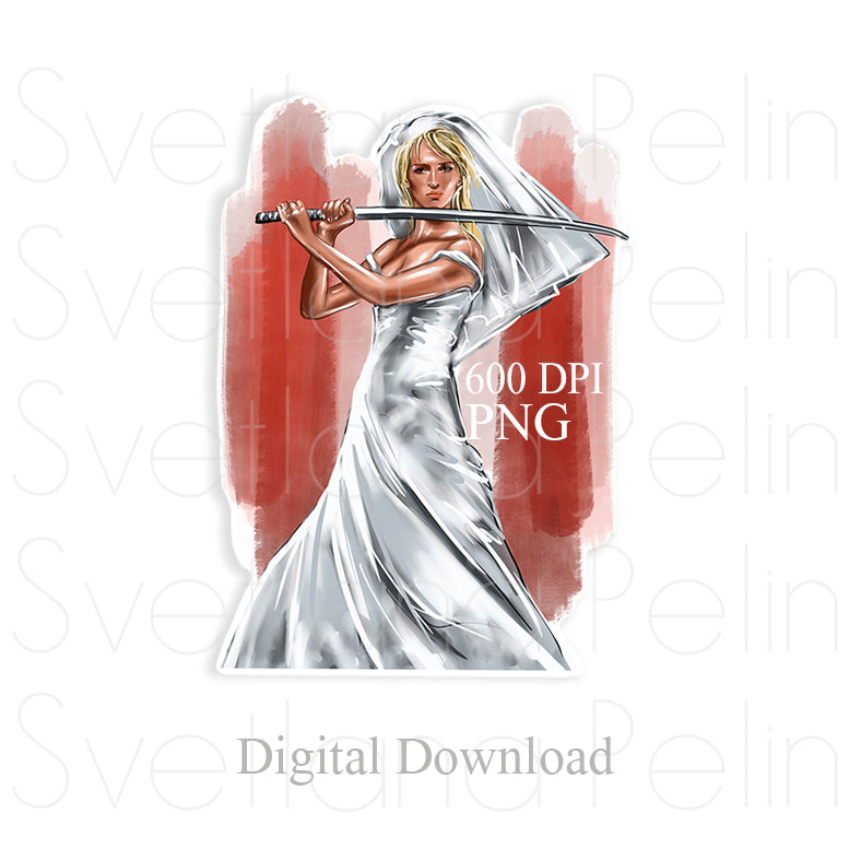 Uma, The Bride, Digital Sticker, PNG, INSTANT Download