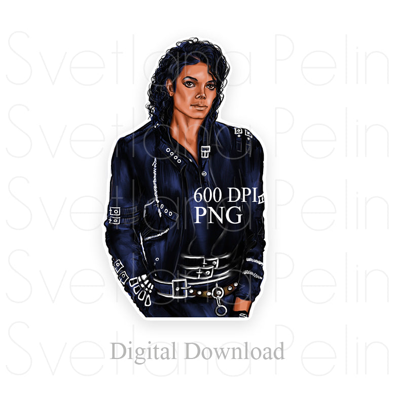 Michael, MJ, Digital Sticker, PNG, INSTANT Download