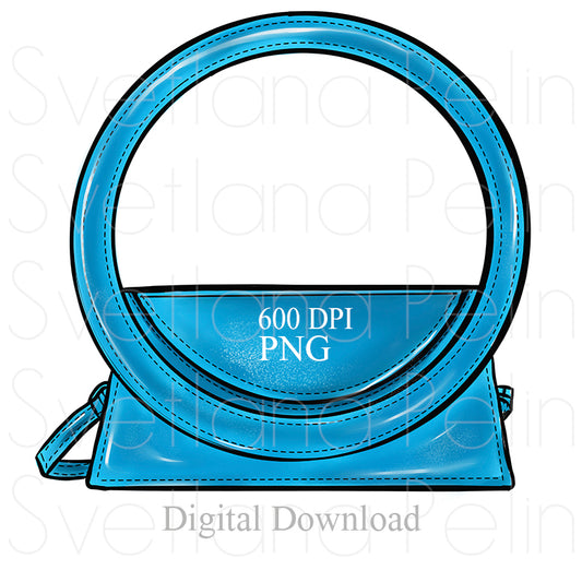 Blue Handbag, Luxury Bag, Digital Sticker, PNG, INSTANT Download