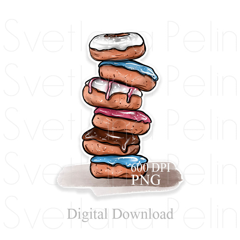 Donuts, Doughnuts, Food Dessert, Digital Sticker, PNG, INSTANT Download