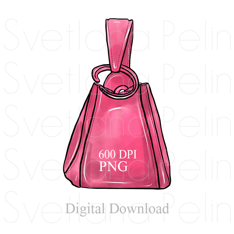 Pink Handbag, Luxury Bag,Digital Sticker, PNG, INSTANT Download