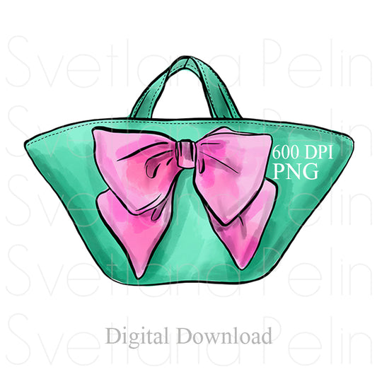 Green Handbag, Luxury Bag, Digital Sticker, PNG, INSTANT Download