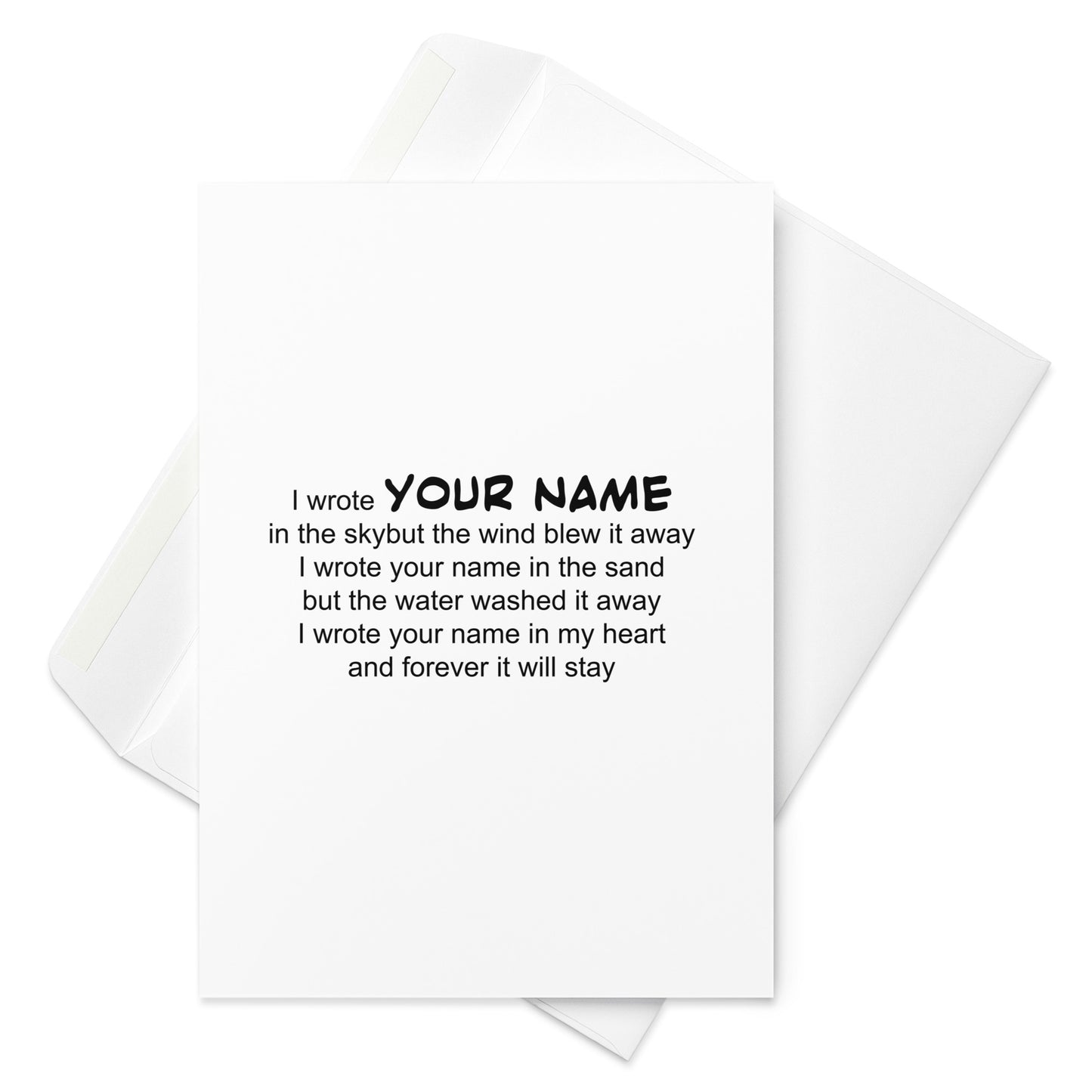 I wrote your name, Greeting card