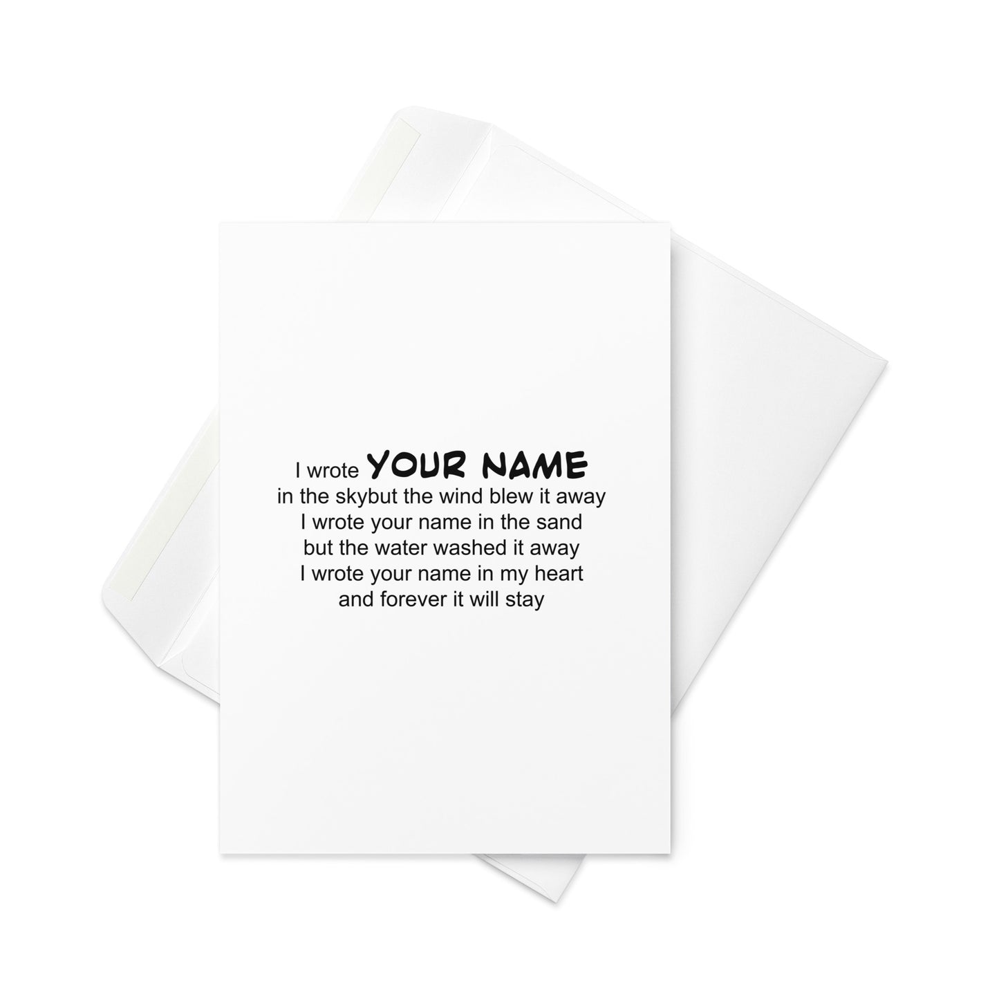 I wrote your name, Greeting card