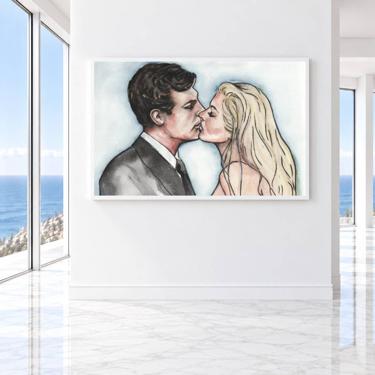 Anita Ekberg and Marcello Mastroianni in La Dolce Vita  | Framed Fine Art Print