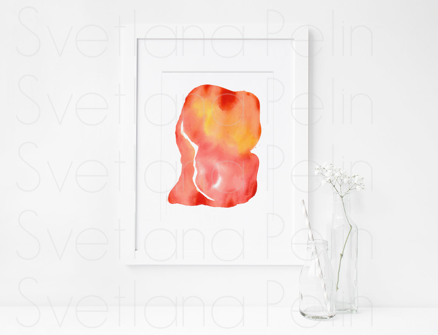 Modern Watercolor Painting, Abstract Art, Wall Home Decor, INSTANT DOWNLOAD