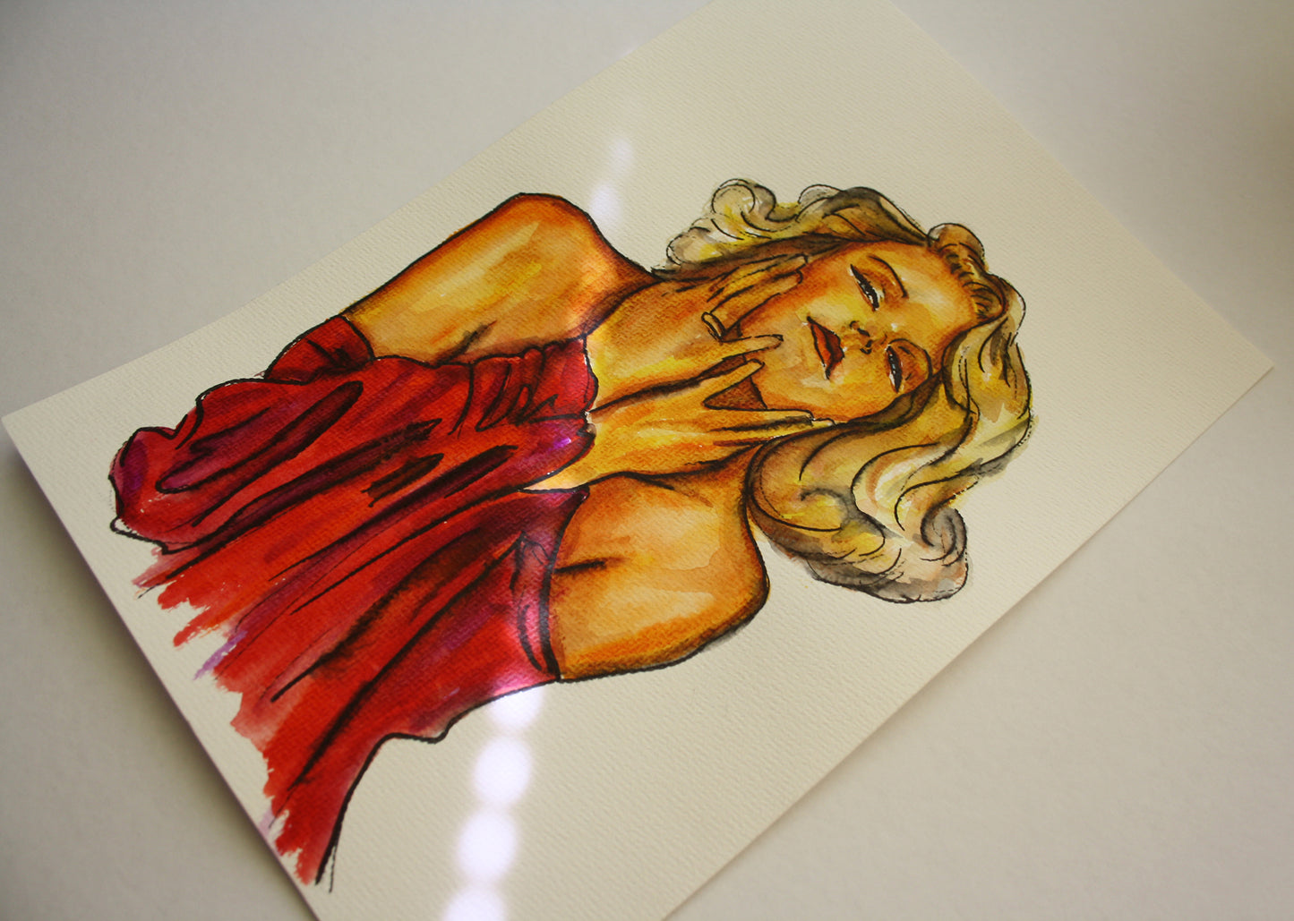 Jean Harlow, ORIGINAL Watercolor Painting, Artwork by Svetlana Pelin