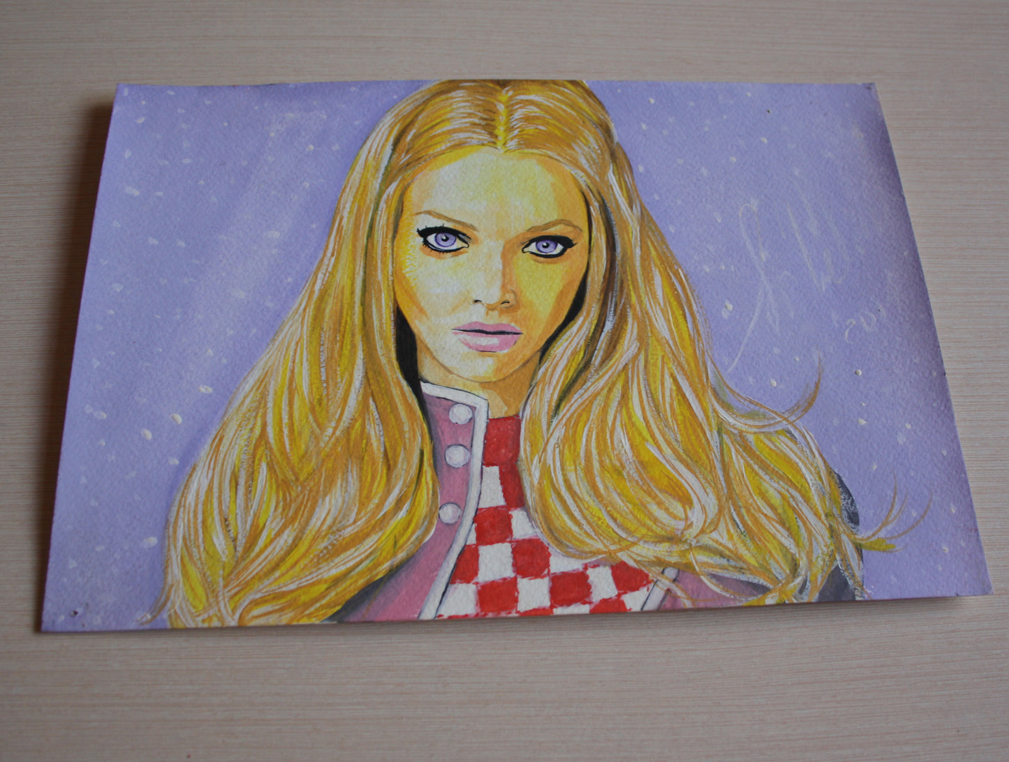 Amanda Seyfried, ORIGINAL Gouache Painting, Artwork by Svetlana Pelin