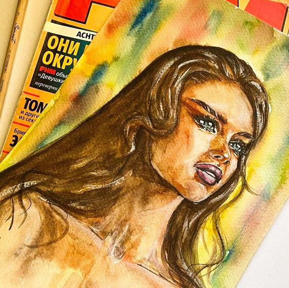 Brooke Shields, The Blue Lagoon, ORIGINAL Watercolor Painting, Artwork by Svetlana Pelin
