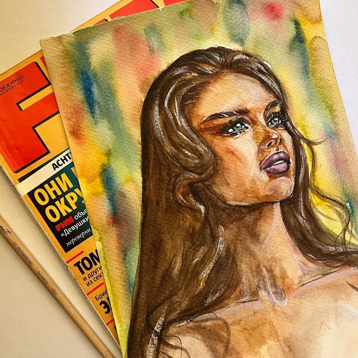 Brooke Shields, The Blue Lagoon, ORIGINAL Watercolor Painting, Artwork by Svetlana Pelin
