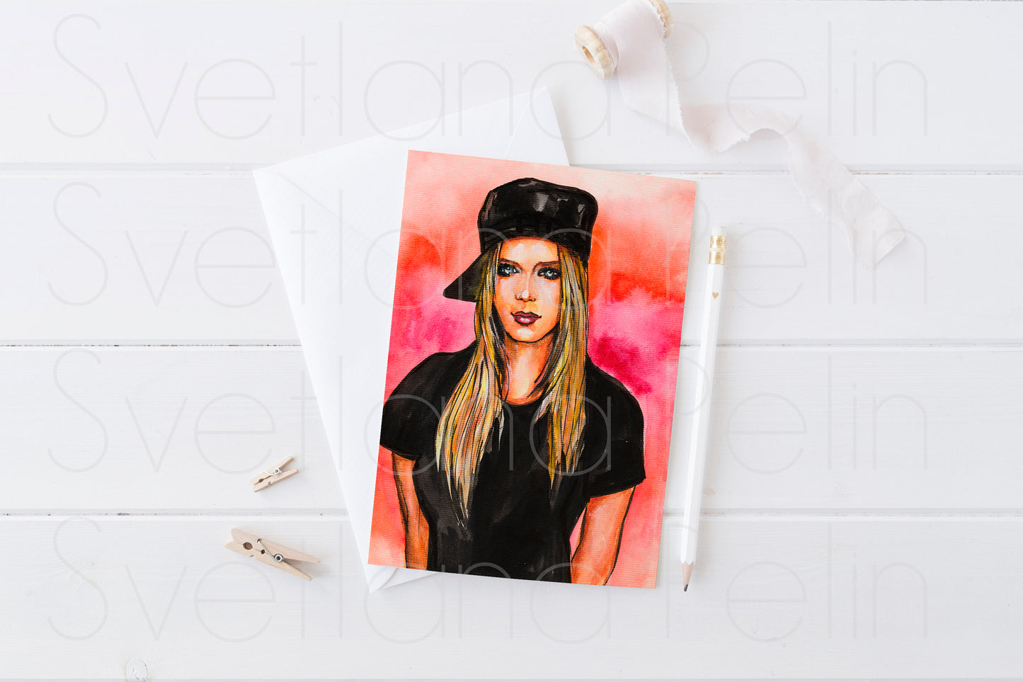 Avril, Printable Postcard, Stationery card, INSTANT DOWNLOAD