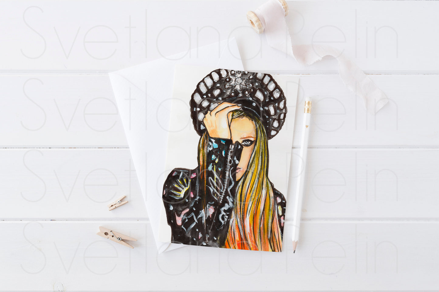 Avril, Printable Postcard, Stationery card, INSTANT DOWNLOAD