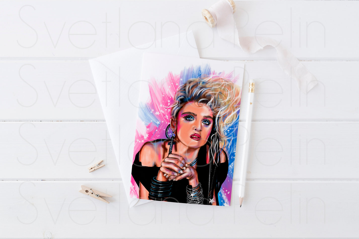 Madonna, Printable Postcard, Stationery card, INSTANT DOWNLOAD